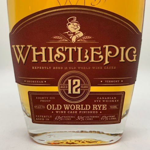 ホイッスルピッグ 12年 オールドワールド ライ 700ml 43% WHISTLEPIG OLD WORLD RYE 【M4】