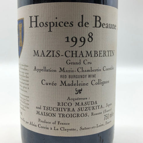 オスピス ド ボーヌ マジ シャンベルタン グランクリュ キュヴェ マドレーヌ コリニョン 1998 750ml 13.5% Hospices de Beaune Mazis Chambertin Grand Cru Cuvee Madeleine Collignon ブルゴーニュワイン【Y0】