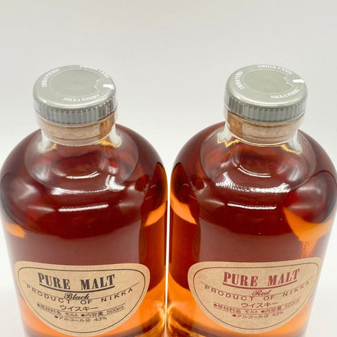 東京都限定◆ニッカ ウイスキー ピュアモルト 蒸留所限定 ブラック レッド 500ml 43% NIKKA WHISKY PURE MALT 2本セット 【C4】