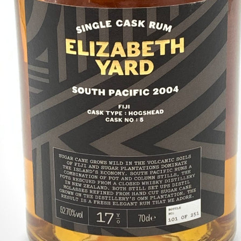 エリザベス ヤード サウス パシフィック シングルカスク ラム 17年 2004 ホグスヘッド 700ml 52.7% ELIZABETH YARD SOUTH PACIFIC 2004 【B4】