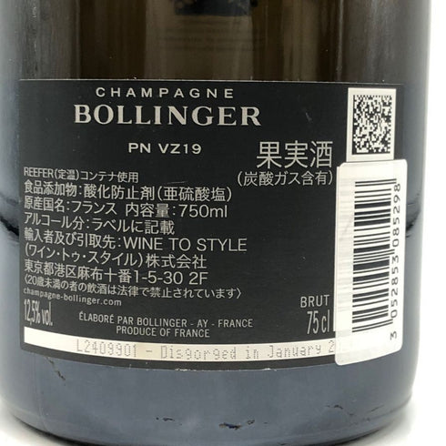 ボランジェ PN VZ19 750ml 12.5% BOLLINGER シャンパン【L1】