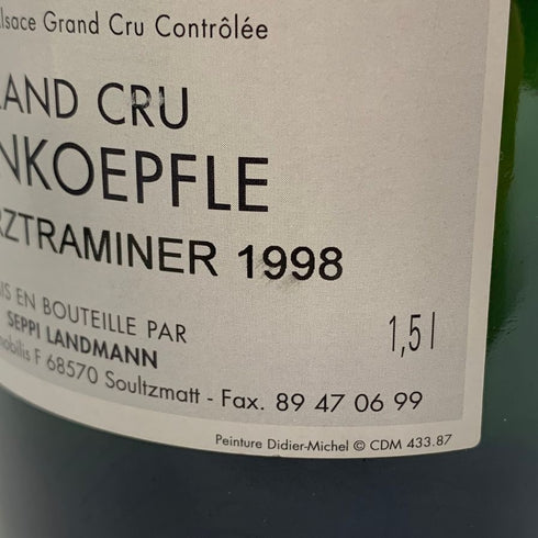 セピ ランドマン ゲヴュルツトラミネール グランクリュ ツィンコフレ 1988 1500ml 12.5% Seppi Landmann Gewürztraminer Grand Cru Zinnkoepfle 白ワイン【Q1】