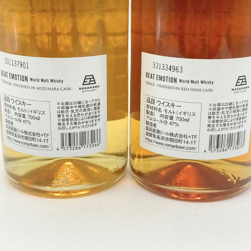 東京都限定◆2本セット 長濱蒸溜所 ビートエモーション 布袋寅泰 トライアングル&グレイス ワールドモルト 700ml 47% BEAT EMOTION TRIANGLE GRACE WORLD MALT 【B1】