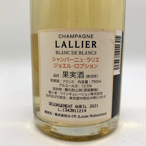 ジョエル ロブション ラリエ ブラン ド ブラン グラン クリュ 750ml 12.5% Joel Robuchon LALLIER BLANC DE BLANCS GRAND CRU 【J1】