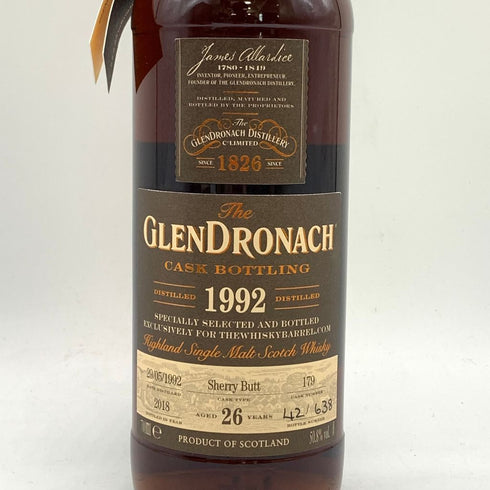グレンドロナック 26年 1992 シェリーバット 700ml 50.8% GLENDRONACH Sherry Butt 【C4】