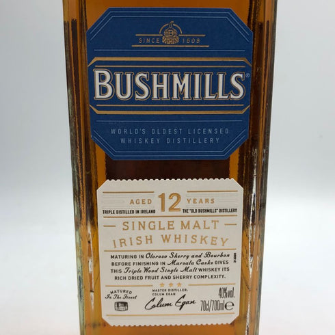 ブッシュミルズ 12年 シングルモルト 700ml 40% BUSHMILLS アイリッシュウイスキー【F3】