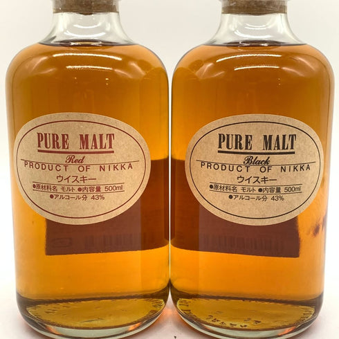 東京都限定◆ニッカ ピュアモルト ブラック&レッド 500ml 43% NIKKA PURE MALT 2本セット 【Q2】