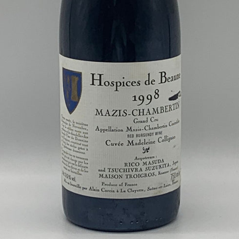 オスピス ド ボーヌ マジ シャンベルタン グランクリュ キュヴェ マドレーヌ コリニョン 1998 750ml 13.5% Hospices de Beaune Mazis Chambertin Grand Cru Cuvee Madeleine Collignon ブルゴーニュワイン【P2】