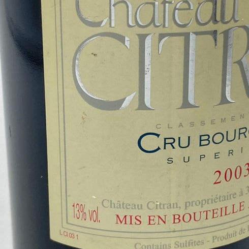 シャトー シトラン 2003 750ml 13% Chateau CITRAN ボルドーワイン【S】