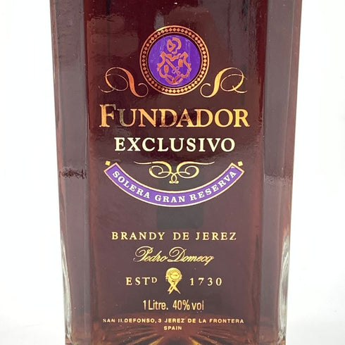 フンダドール エクスクルーシボ ソレラ グラン レセルバ ブランデー デ ヘレス 1000ml 40% FUNDADOR EXCLUSIVO SOLERA GRAN RESERVA BRANDY DE JEREZ 【B4】