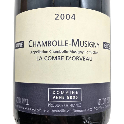 ドメーヌ アンヌ グロ シャンボール ミュジニー ラ コンブ ドルヴォー 2004 750ml 13% Anne Gros Chambolle Musigny La Combe D'orveau ブルゴーニュワイン【C3】