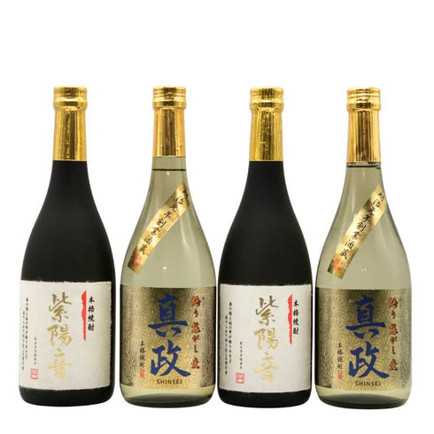 【焼酎4本セット】芋焼酎 紫陽音 720ml 26%&麦焼酎 真政 720ml 25% 【7-0】