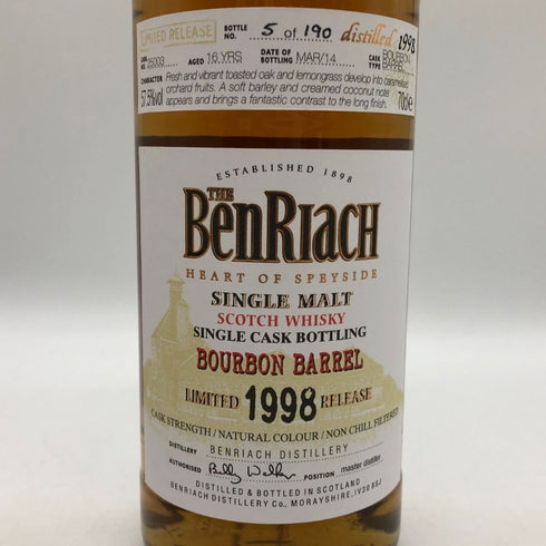 ベンリアック 16年 1998 リミテッド リリース カスクストレングス バーボンバレル 700ml 57.5% BENRIACH スコッチウイスキー【O2】