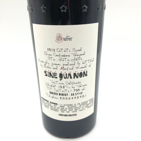 シネ クア ノン スビール 2016 750ml 15.8% Sine Qua Non Subir【C1】