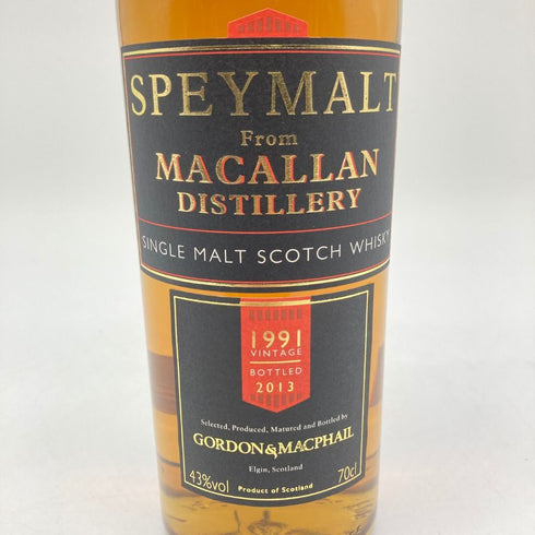 ゴードン&マクファイル スペイモルト フロム マッカラン 1991-2013 700ml 43% GORDON&MACPHAIL MACALLAN スコッチウイスキー【T1】