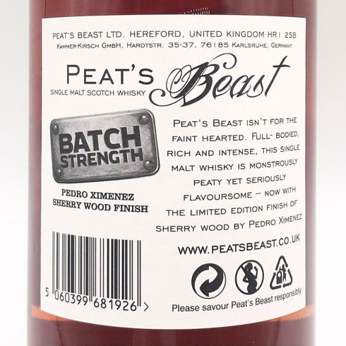 ピーツ ビースト バッチ ストレングス ペドロヒメネスシェリーウッドフィニッシュ 700ml 54.1% PEAT'S BEAST PEDRO XIMENEZ SHERRY WOOD FINISH スコッチウイスキー【X】