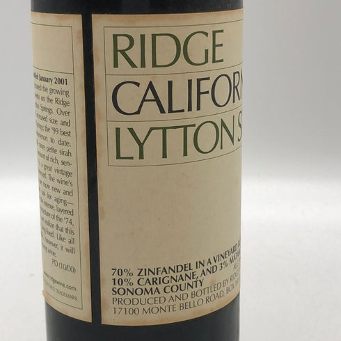 リッジ カルフォルニア ガイザーヴィル 1999 750ml 15% RidgeCalifornia Geyserville カリフォルニアワイン【N4】