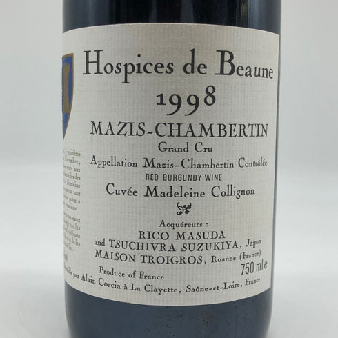 オスピス ド ボーヌ マジ シャンベルタン グランクリュ キュヴェ マドレーヌ コリニョン 1998 750ml 13.5% Hospices de Beaune Mazis Chambertin Grand Cru Cuvee Madeleine Collignon ブルゴーニュワイン【C4】