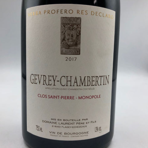 ドメーヌ ローラン ジュヴレ シャンベルタン クロ サン ピエール モノポール 2017 750ml 13% Domaine Laurent Pere et Fils Gevrey Chambertin Clos Saint Pierre Monopole ブルゴーニュワイン【Y】