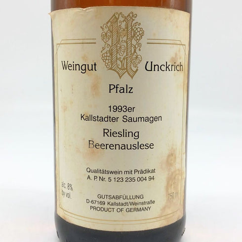 ヴァイングート アンクルッヒ 1993 750ml 8% Weingut Unckrich 白ワイン【N1】