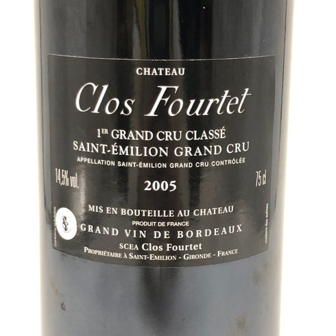 シャトー クロ フルテ プルミエ グランクリュ クラッセ サンテミリオン 2005 750ml 14.5% CHATEAU Clos Fourtet 1er Grand Cru Classe Saint Emilion ボルドーワイン【X4】