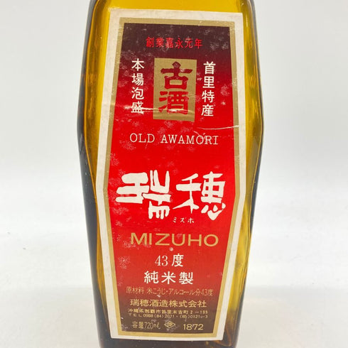 瑞穂酒造 瑞穂 OLD AWAMORI 純米製 720ml 43% 【Y】
