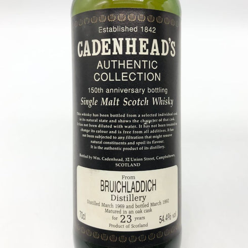 【同梱不可】 ブルイックラディ 23年 1969 ケイデンヘッド オーセンティック コレクション 150周年 700ml 54.4% BRUICHLADDICH CADEMHEAD スコッチウイスキー【P1】