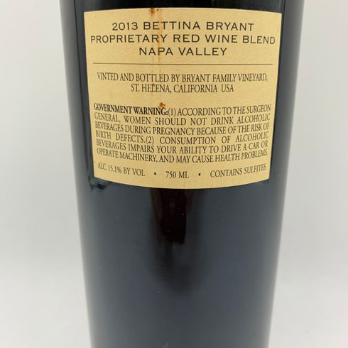 ブライアント ファミリー ベッティーナ ナパヴァレー 2013 14% 750ml Bryant Family Vineyard BETTINA Napa Valley 【L1】