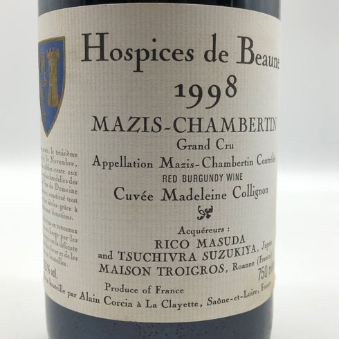 オスピス ド ボーヌ マジ シャンベルタン グランクリュ キュヴェ マドレーヌ コリニョン 1998 750ml 13.5% Hospices de Beaune Mazis Chambertin Grand Cru Cuvee Madeleine Collignon ブルゴーニュワイン【S0】
