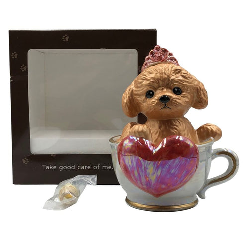 ティーカッププードル デキャンタ マロン 陶器 500ml 40% Teacup poodle Decanter ブランデー1317g【K1】