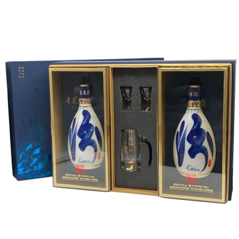 青花汾酒 陶器ボトル 中国酒 500ml 53% ギフトセット 2本 中国酒①1941g ②1923g【H0】