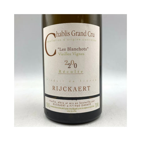 メゾン リケール シャブリ グラン クリュ ブランショ ヴィエイユ ヴィーニュ 2020 750ml 13.5% Rijckaert Chablis Grand Cru Blanchot Vieilles Vignes 【K1】