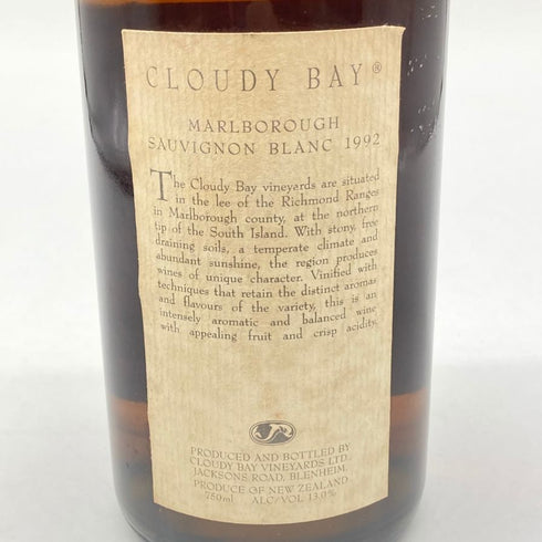 クラウディー ベイ ソーヴィニヨン ブラン 1992 750ml 13% CLOUDY BAY Sauvignon Blanc 白ワイン【B】