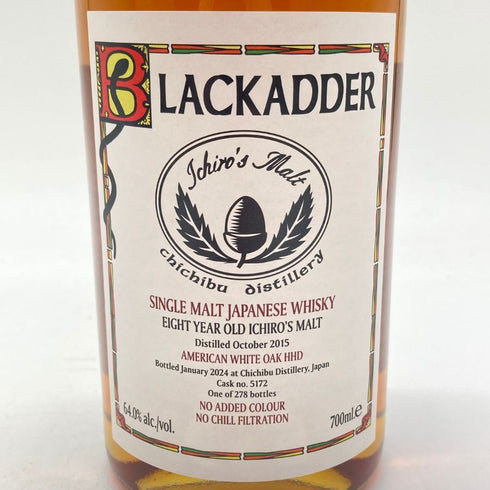 東京都限定◆イチローズモルト 秩父 ブラックアダー 2015-2024 8年 アメリカン ホワイトオーク 278本限定 700ml 64.0% Ichiro's Malt CHICHIBU BLACKADDER AMERICAN WHITE OAK 【S1】
