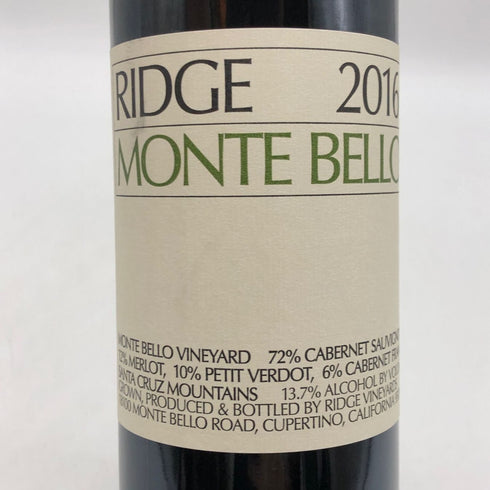 リッジ モンテ ベロ 2016 750ml 13.7% RIDGE カリフォルニアワイン【K0】