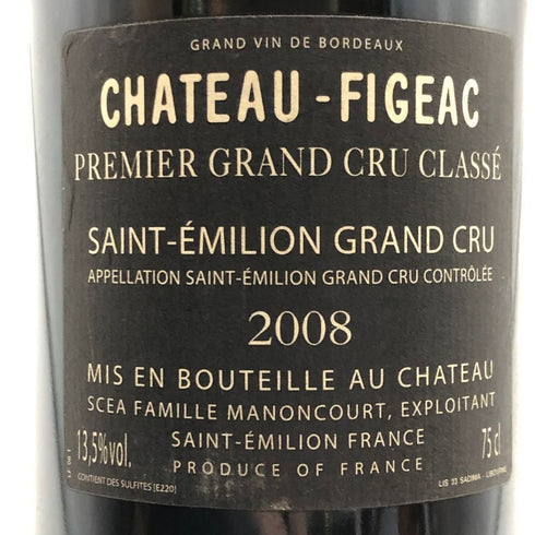 シャトー フィジャック プルミエ グランクリュ クラッセ サンテ ミリオン 2008 750ml 13.5% Chateau Figeac ボルドーワイン【B0】