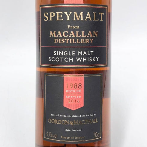 ゴードン&マクファイル スペイモルト フロム マッカラン 1988ー2016 700ml 43% SPEYMALT From MACALLAN GORDON & MACPHAIL 【L4】