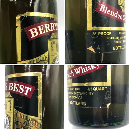 ベリーズ ベスト 4/5QUART 86PROOF ブレンテッド スコッチ ウイスキー 760ml 43% BERRYS BEST スコッチウイスキー【G4】