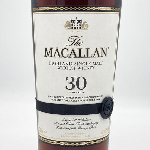 【同梱不可】マッカラン 30年 シェリーオークカスク 2019 700ml 43% MACALLAN SHERRY OAK CASKS スコッチウイスキー【G】