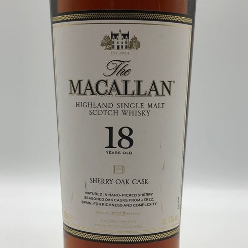 マッカラン 18年 シェリーオークカスク 2022 700ml 43% The MACALLAN 箱無 スコッチウイスキー【W0】