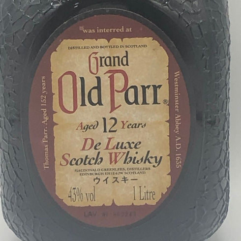 グランド オールド パー 12年 デ ラックス 1000ml 43% Grand Old Parr De Luxe スコッチウイスキー【Q0】