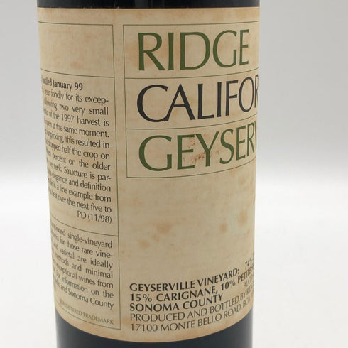 リッジ カルフォルニア ガイザーヴィル 1997 750ml 15% RidgeCalifornia Geyserville カリフォルニアワイン【S2】