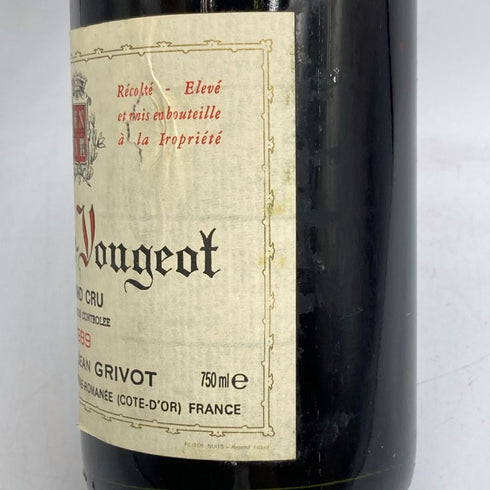 ドメーヌ ジャン グリヴォ クロ ド ヴージョ グランクリュ 1989 750ml 13.5% Domaine Jean Grivot Clos de Vougeot Grand Cru ブルゴーニュワイン【T1】