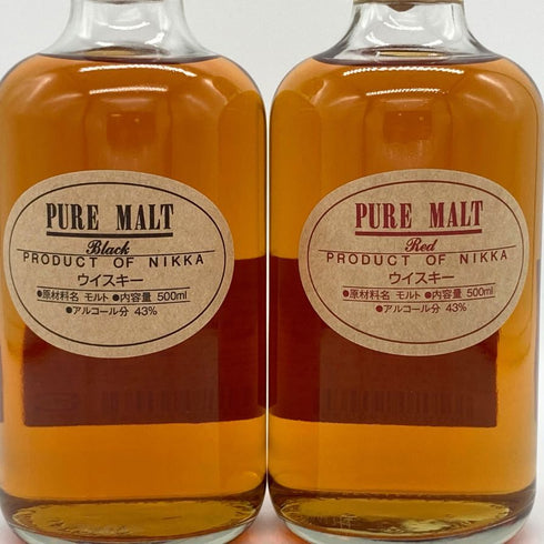 東京都限定◆ニッカ ウイスキー ピュアモルト 蒸留所限定 ブラック レッド 500ml 43% NIKKA WHISKY PURE MALT 2本セット 【C4】
