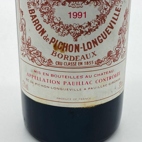 シャトー ピション ロングヴィル バロン 1991 375ml 13% CHATEAU PICHON LONGUEVILLE ボルドーワイン【V】