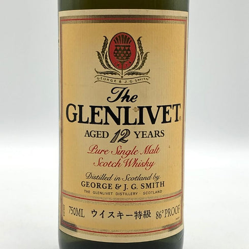 グレンリベット 12年 特級 アンブレンデッド 赤アザミ 旧ボトル 750ml 43% GLENLIVET スコッチウイスキー【C4】
