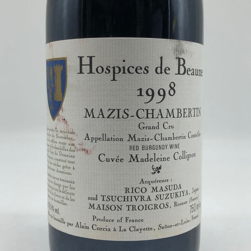 オスピス ド ボーヌ マジ シャンベルタン グランクリュ キュヴェ マドレーヌ コリニョン 1998 750ml 13.5% Hospices de Beaune Mazis Chambertin Grand Cru Cuvee Madeleine Collignon ブルゴーニュワイン【E4】