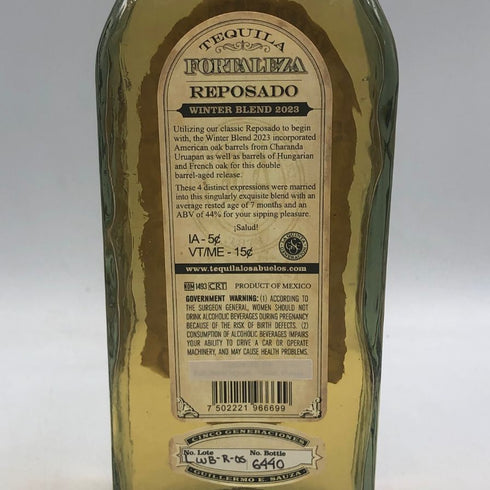フォルタレサ レポサド ウインターブレンド 2023 750ml 44%Fortaleza Reposado Winter Blend テキーラ【J2】