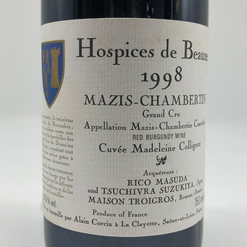 オスピス ド ボーヌ マジ シャンベルタン グランクリュ キュヴェ マドレーヌ コリニョン 1998 750ml 13.5% Hospices de Beaune Mazis Chambertin Grand Cru Cuvee Madeleine Collignon ブルゴーニュワイン【B4】