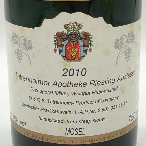 トリッテンハイマー アポテーケ リースリング アウスレーゼ 2010 モーゼル 750ml 9% Trittenheimer Apotheke Riesling AUSLESE 白ワイン【F2】